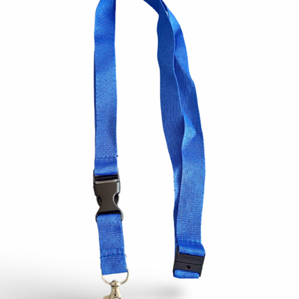 Lanyard 20mm x 48cm +5CM,metal HOOK and safety buckle+Mid buckle- Royal Blue - Sign and Display UAE