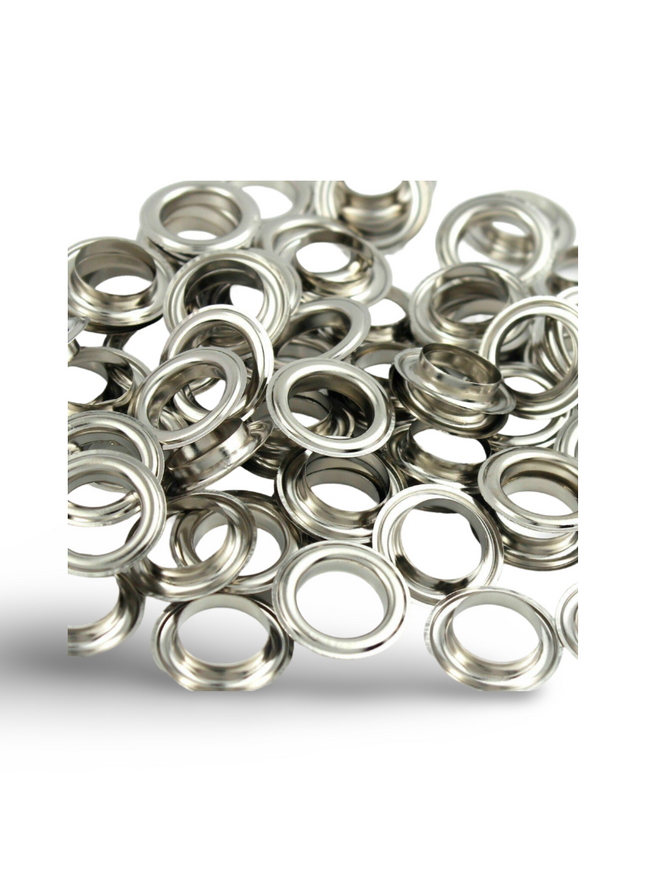 Eyelets Silver (500 pcs per pkt) - #22 ID 8 mm, OD 14 mm 