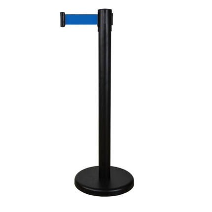 Q Stand - Retractable with BLUE Band - Black Post - Sign and Display UAE