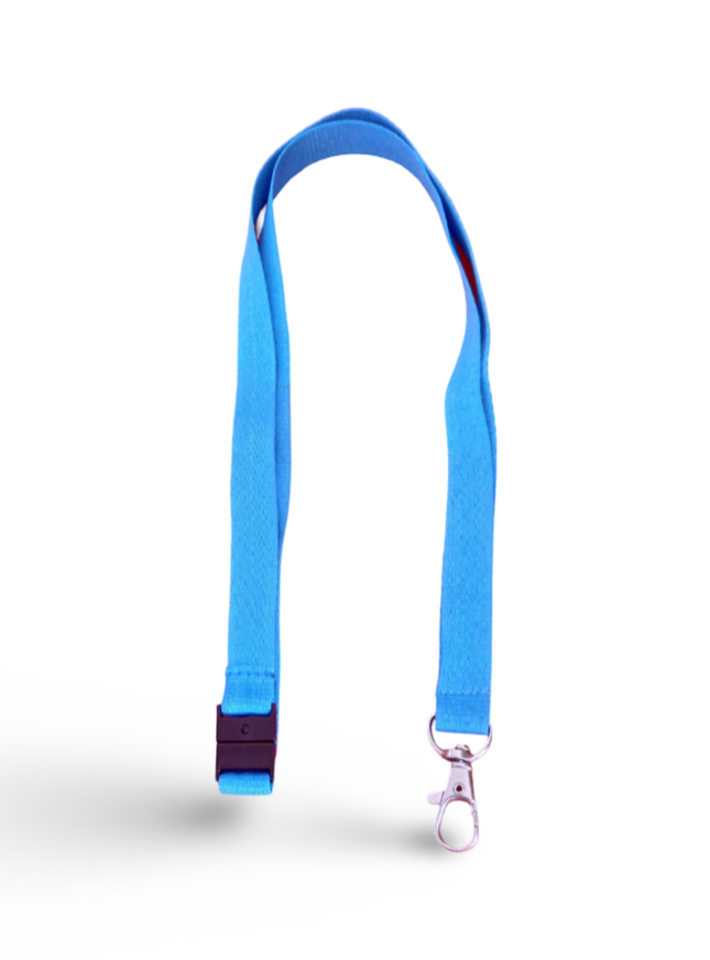 Lanyard 15mm With safety Buckle & Hook- Light Blue - Sign and Display UAE