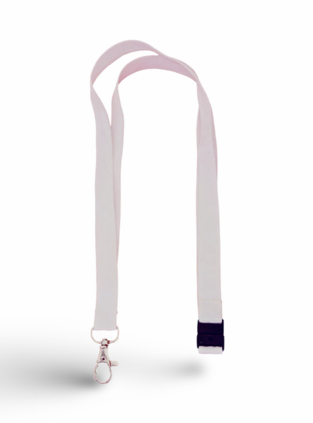 Lanyard 15mm With safety Buckle & Hook- White - Sign and Display UAE
