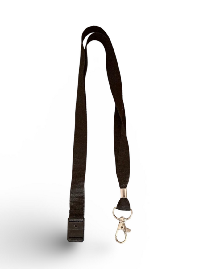 Lanyard 15mm with safety buckle & hook Black - Sign and Display UAE