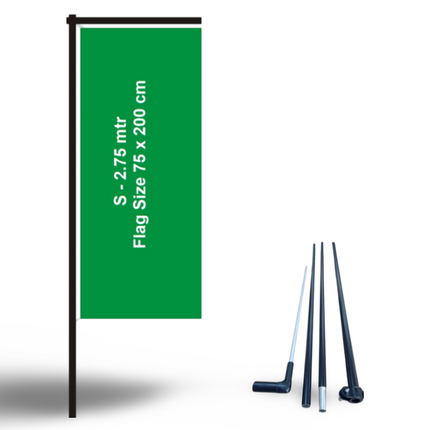 L Flag/L Banner Flag Stand Small-1 Pole Height 2.75 M Flag Size 200 x 75 CM - Sign and Display UAE