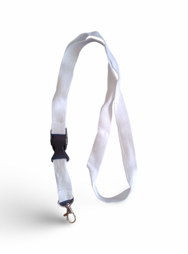 Lanyard 20mm with Buckle & hook - -White - Sign and Display UAE