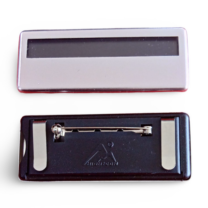 Name Badges - Silver Window Type HALF WINDOW - Sign and Display UAE