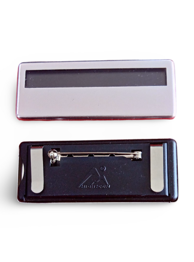 Name Badges - Silver Window Type HALF WINDOW - Sign and Display UAE