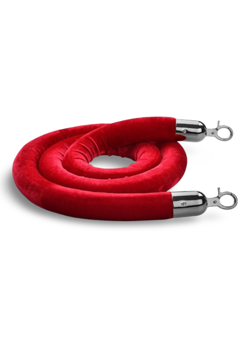 Red Chrome Rope Q Stand Rope - Red Rope (Chrome End) | Sign and Display UAE