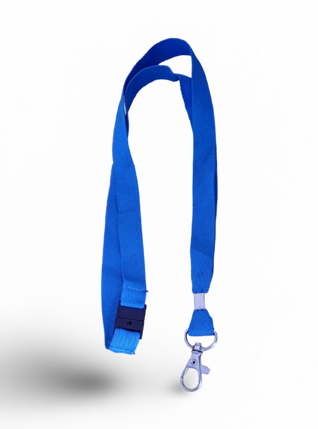 Lanyard 15mm x 48CM,metal HOOK and tab clip+safety buckle-Royal Blue - Sign and Display UAE
