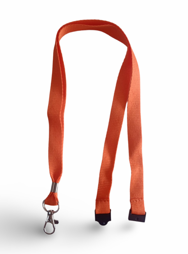 Lanyard 15mm x 48CM,metal HOOK and tab clip+safety buckle-Orange - Sign and Display UAE