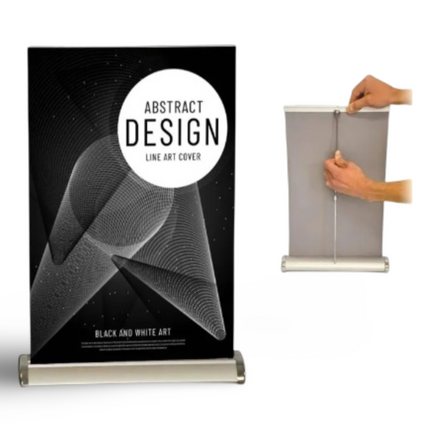 Roll Up Stand (Table Top) - Chrome - A3 - Sign and Display UAE