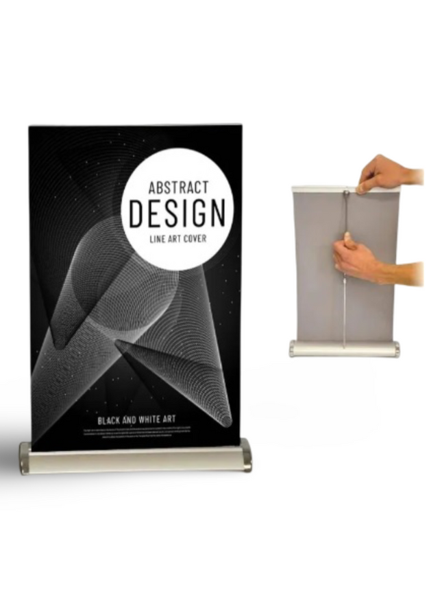 Roll Up Stand (Table Top) - Chrome - A3 - Sign and Display UAE