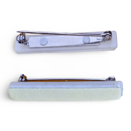 Name Badge Pin - White with ds tape - Sign and Display UAE