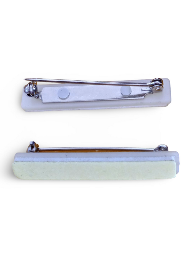 Name Badge Pin - White with ds tape - Sign and Display UAE