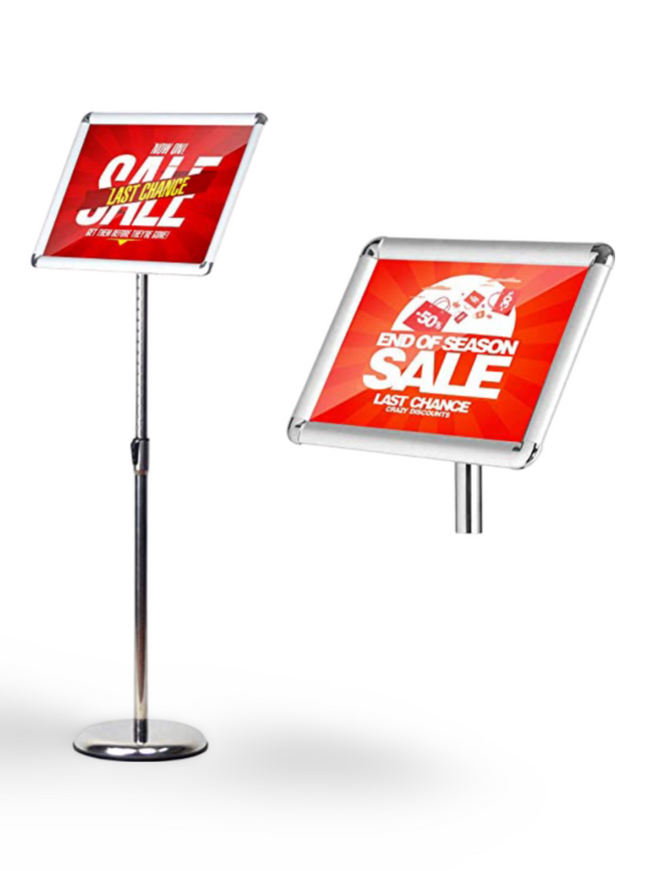 Infoboard - Size A4 with 25mm Profile and Chrome Base - Sign and Display UAE