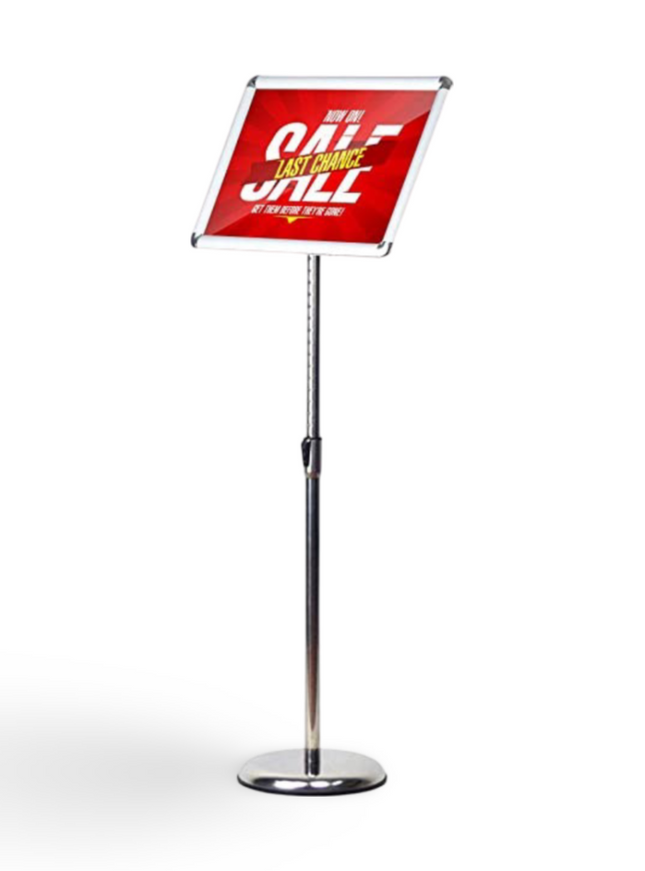 Infoboard - A3 with 25mm Profile and Chrome Base w Water Base ADD NEW