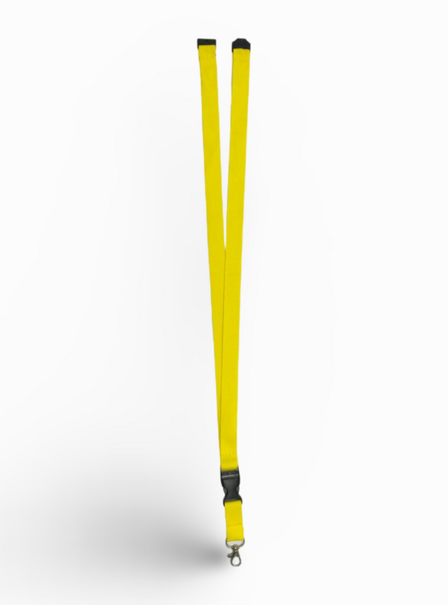 Lanyard 20mm x 48cm +5CM,metal HOOK and safety buckle+Mid buckle- Yellow - Sign and Display UAE