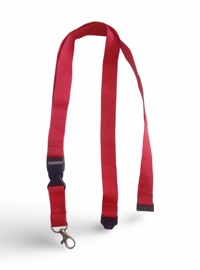 Lanyard 20mm x 48+5CM,metal HOOK and safety buckle+Mid buckle-Red - Sign and Display UAE