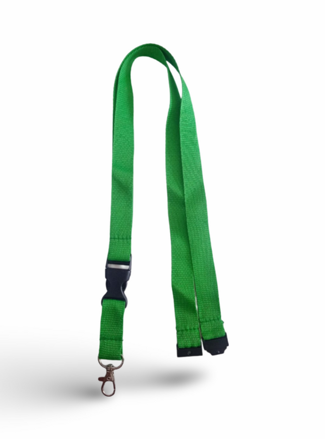 Lanyard 20mm x 48cm +5CM,metal HOOK and safety buckle+Mid buckle-Green - Sign and Display UAE