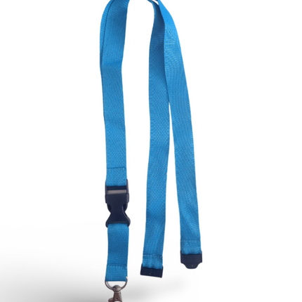 Lanyard 20mm x 48cm+5CM,metal HOOK and safety buckle+Mid buckle-Light blue - Sign and Display UAE