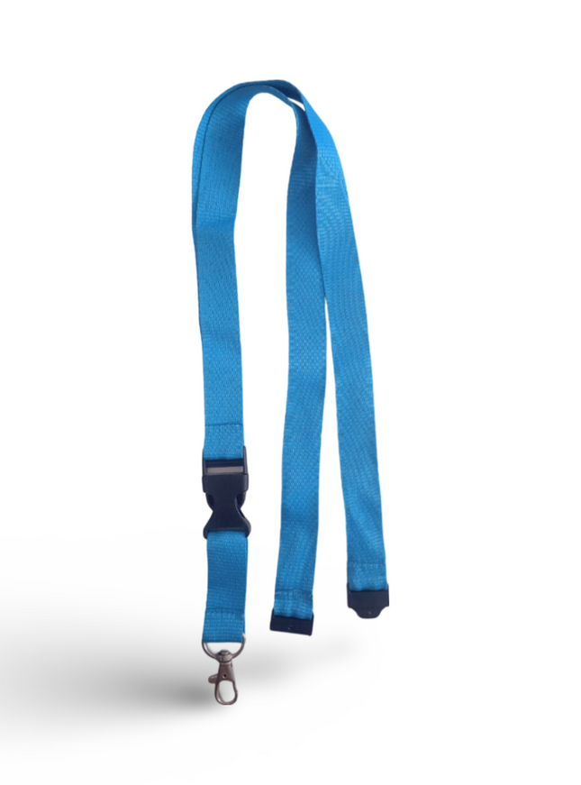 Lanyard 20mm x 48cm+5CM,metal HOOK and safety buckle+Mid buckle-Light blue - Sign and Display UAE