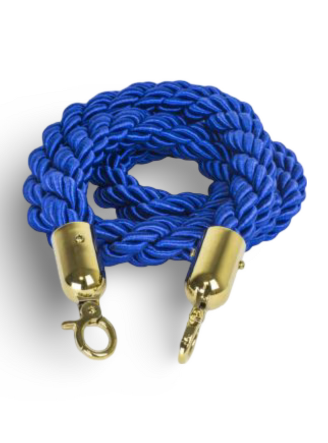 Q Stand Rope - Twisted Blue Rope (Gold End) - Sign and Display UAE
