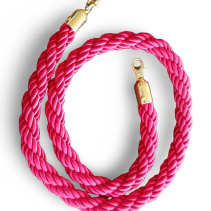 Q Stand Rope - Twisted Red Rope (Gold End) - Sign and Display UAE