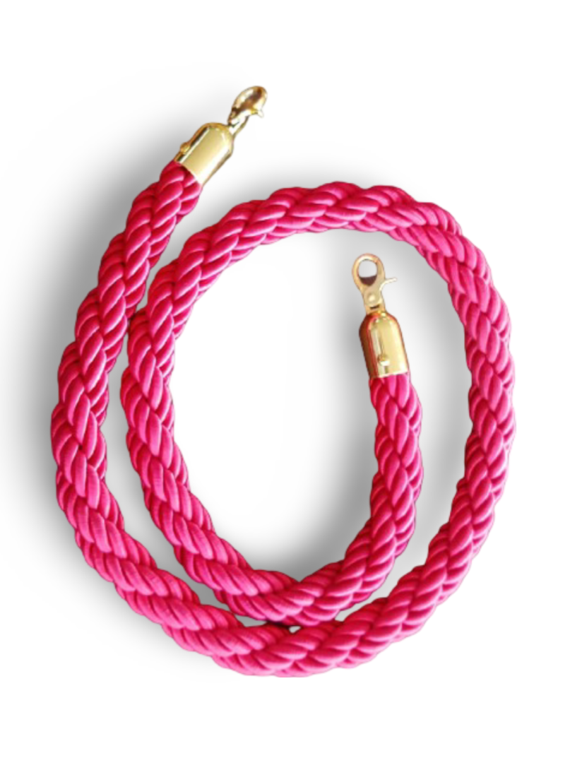 Golden Ropes End Q Stand Rope - Twisted Red Rope (Gold | Sign and Display UAE