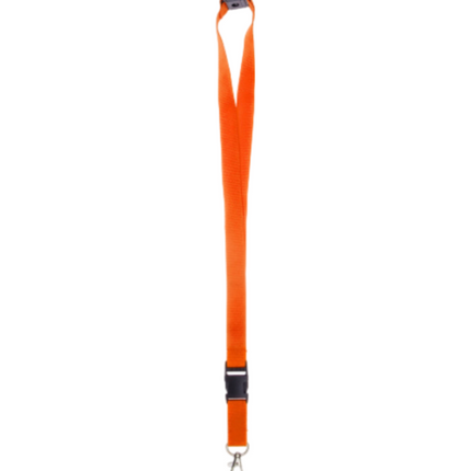 Lanyard 20mm x 48cm +5CM,metal HOOK and safety buckle+Mid buckle- Orange - Sign and Display UAE