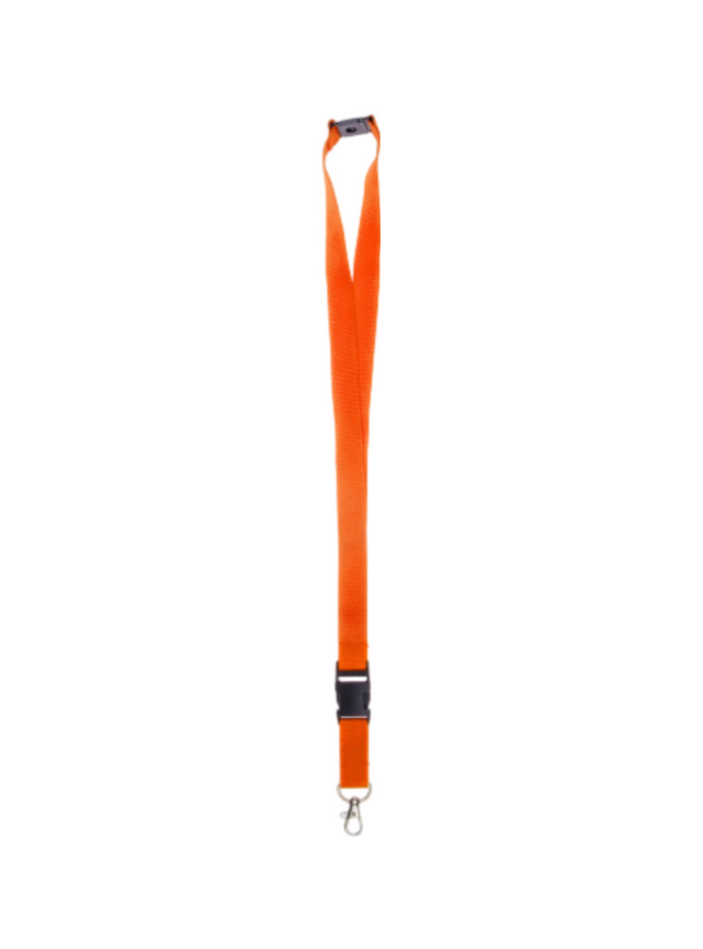 Lanyard 20mm x 48cm +5CM,metal HOOK and safety buckle+Mid buckle- Orange - Sign and Display UAE