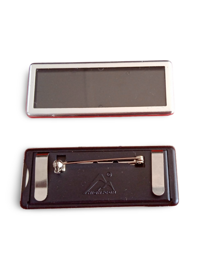 Name Badges - Silver Window Type FULL WINDOW - Sign and Display UAE