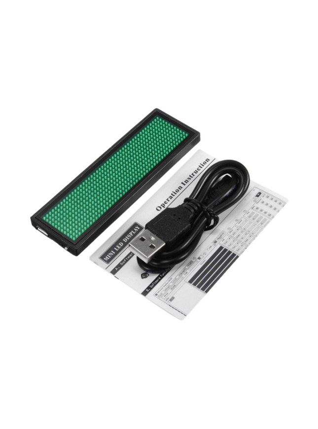 LED Name Badge 77x30x6mm-Green - Sign and Display UAE