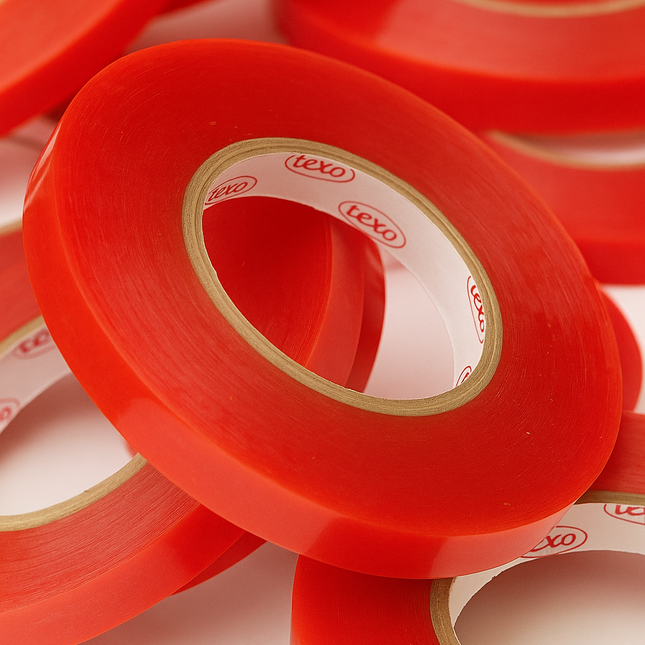 Double Sided Tape 50mm x 50 mtr  -  Texo Red