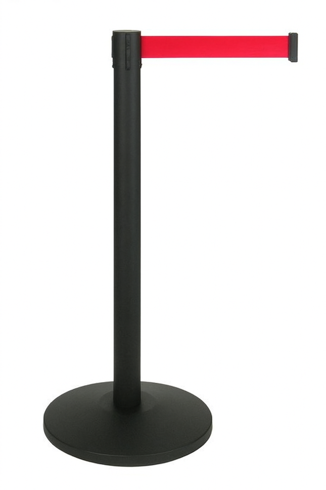Retractable Queue Stand – Black Post with Red Belt