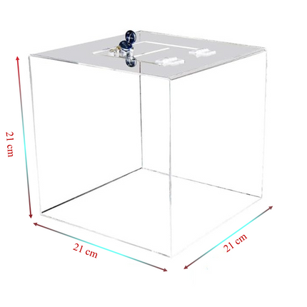 Raffle Box 21x21x21cm with lock - Sign and Display UAE
