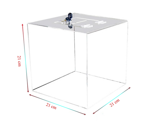 Raffle Box 21x21x21cm with lock - Sign and Display UAE