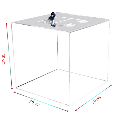 Raffle Box 30 x 30 x 30cm with lock - Sign and Display UAE
