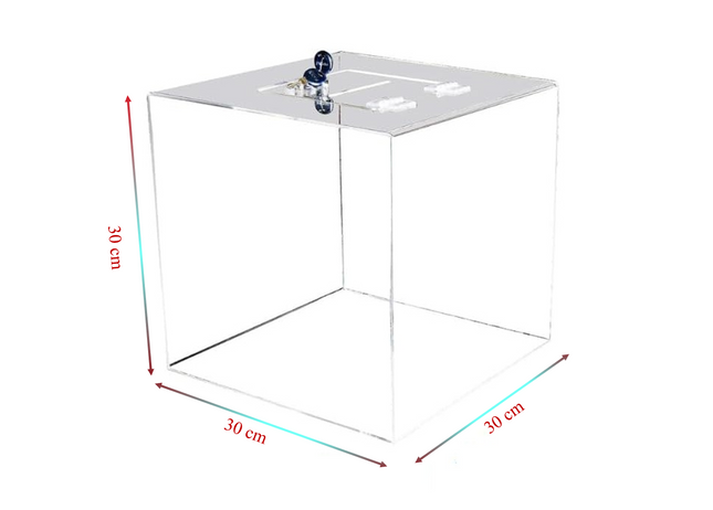 Raffle Box 30 x 30 x 30cm with lock - Sign and Display UAE