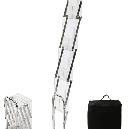 Acrylic Brochure Holder A4 -ABS clear with steel Base Floor Standing (Foldable ) - Sign and Display UAE