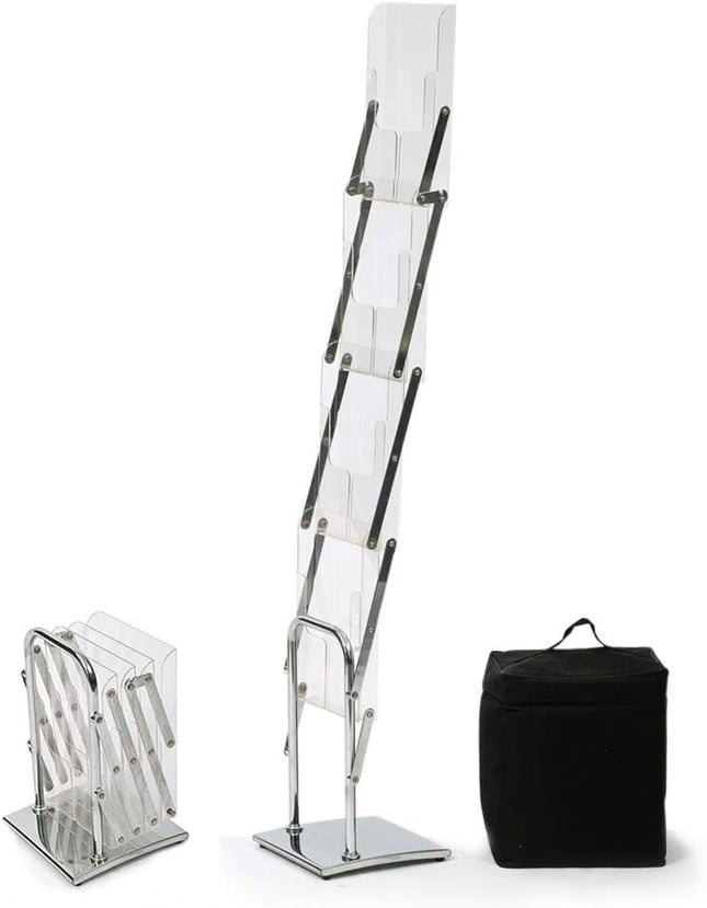 Acrylic Brochure Holder A4 -ABS clear with steel Base Floor Standing (Foldable ) - Sign and Display UAE