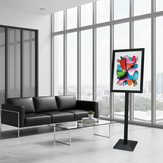 Info Board Fixed poster stand Black A3 Size