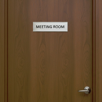 Door name holder Chrome - Frame Size 4" x 12" (10cms x 30cms), Graphic Size : 9.5x30cm