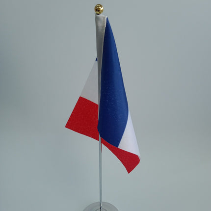 Table top flag stand Silver with Golden ball top 38cm height - Sign and Display UAE