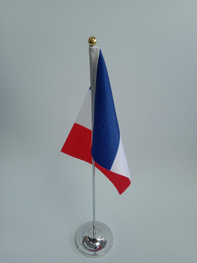 Table top flag stand Silver with Golden ball top 38cm height - Sign and Display UAE