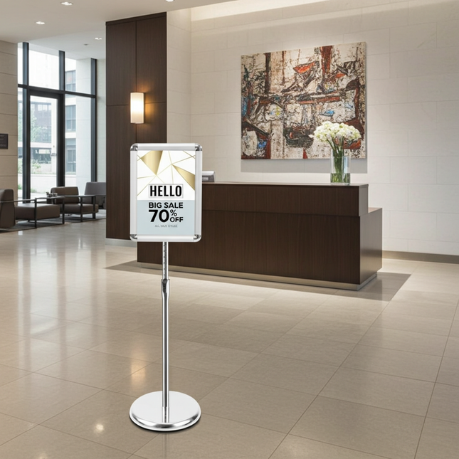 Infoboard - Size A3 with 25mm profile and chrome Base