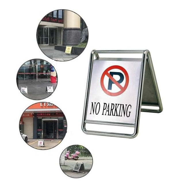 A Board No Parking - Stainless Steel with Etching & colour filling