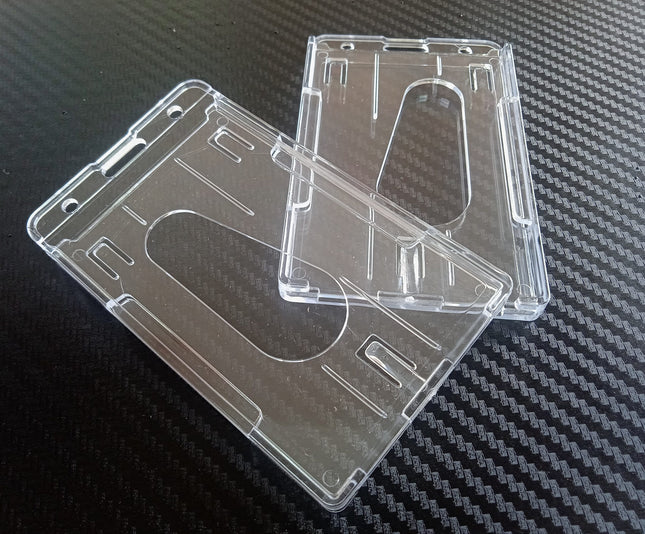 Hard Pouch (O-V) Vertical - Double slot -Clear- Paper size 5.3x8.5cm - Sign and Display UAE