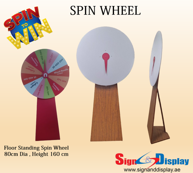 Spin Wheel Floor Standing 80cm Dia , Height 160 cm