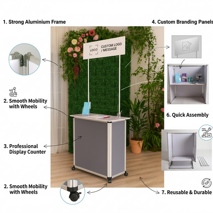 Sales Promotion Table Aluminium with Wheel in UAE