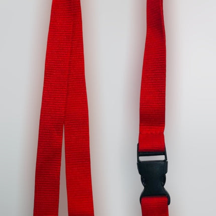Lanyard 20mm x 48+5CM,metal HOOK and safety buckle+Mid buckle-Red