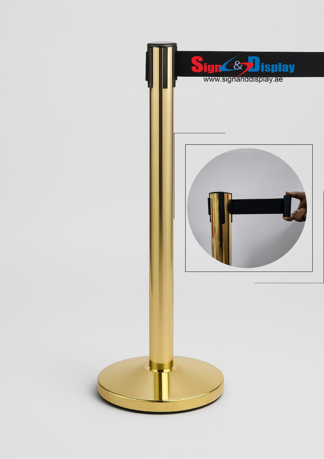 Q Stand - Retractable Gold Post - Without Band